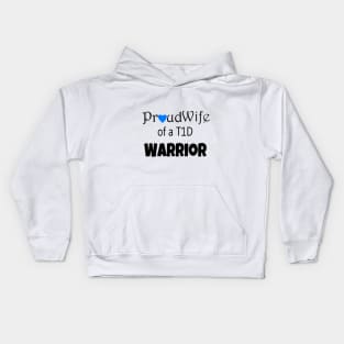 Proud Wife - Black Text - Blue Heart Kids Hoodie